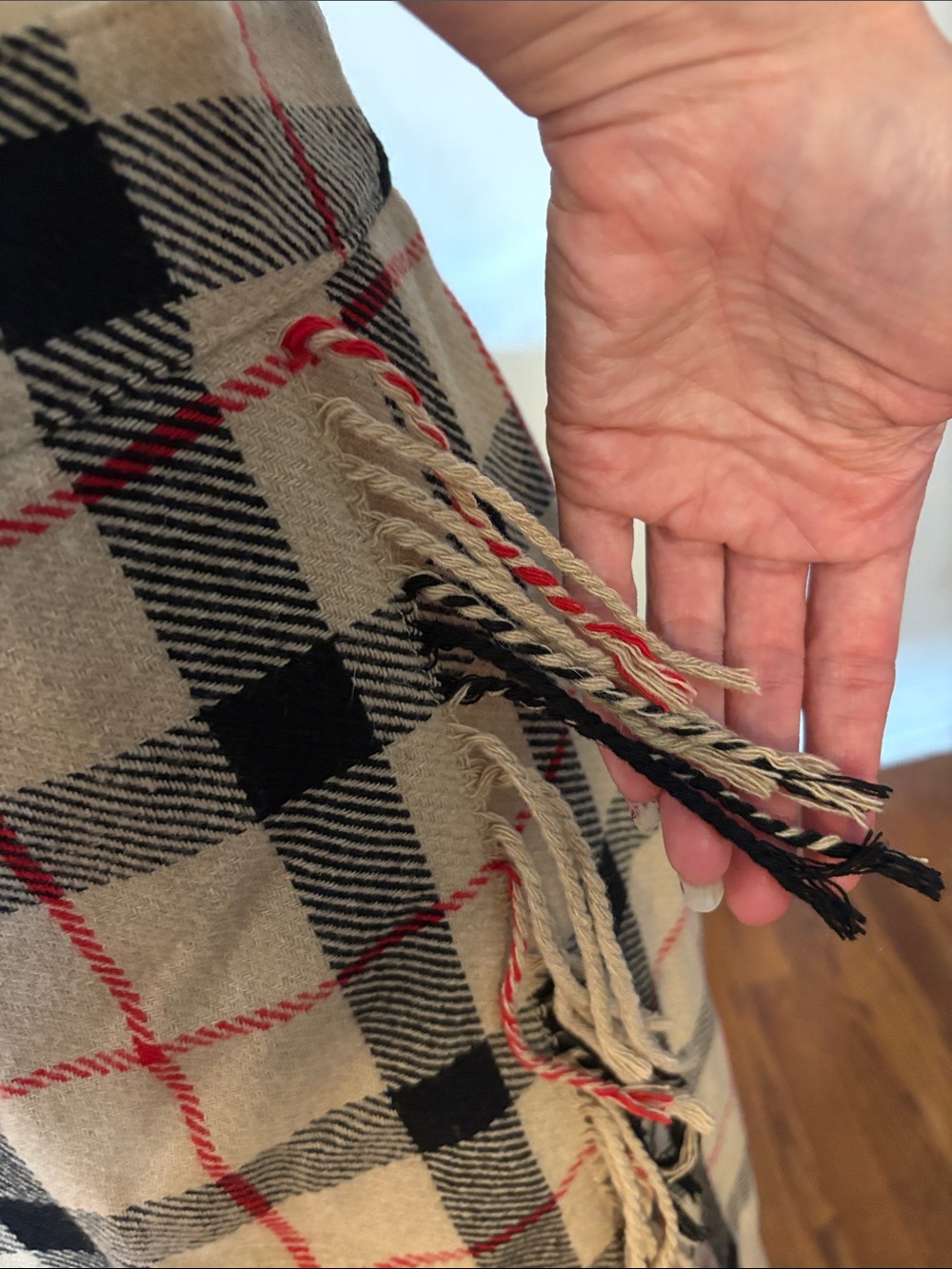 Talbots Classic Plaid Fring Skirt in Beige and Black - Picture 2 of 6